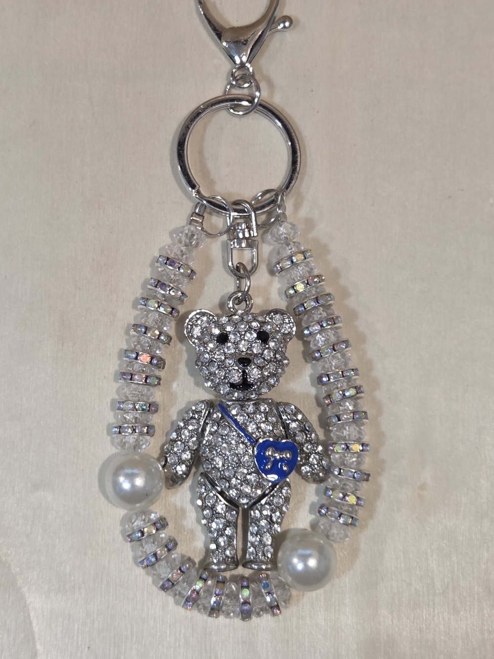 NWT Silver Crystal Movable Bear Keychain Bag Charm ✨